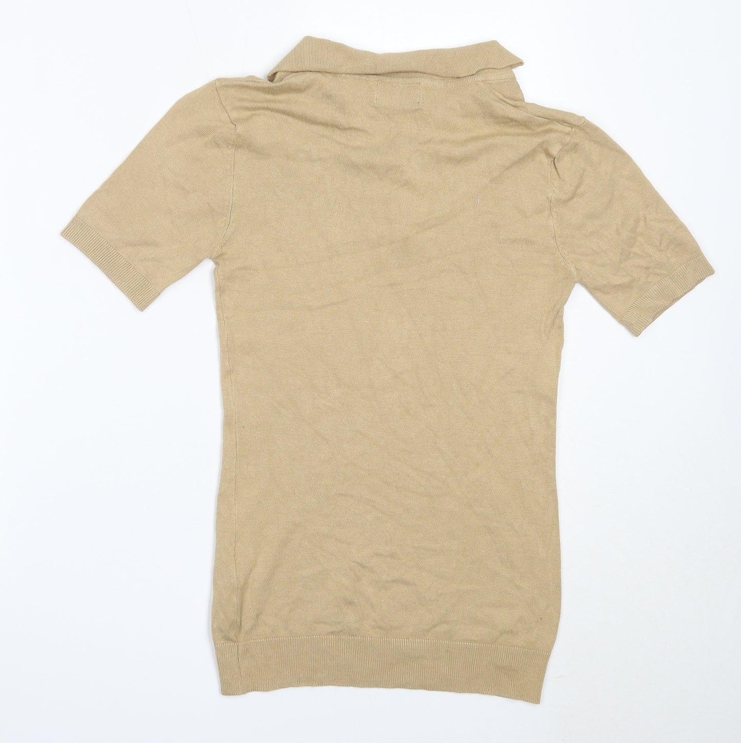 Boohoo Mens Beige  Viscose  Polo Size S Collared