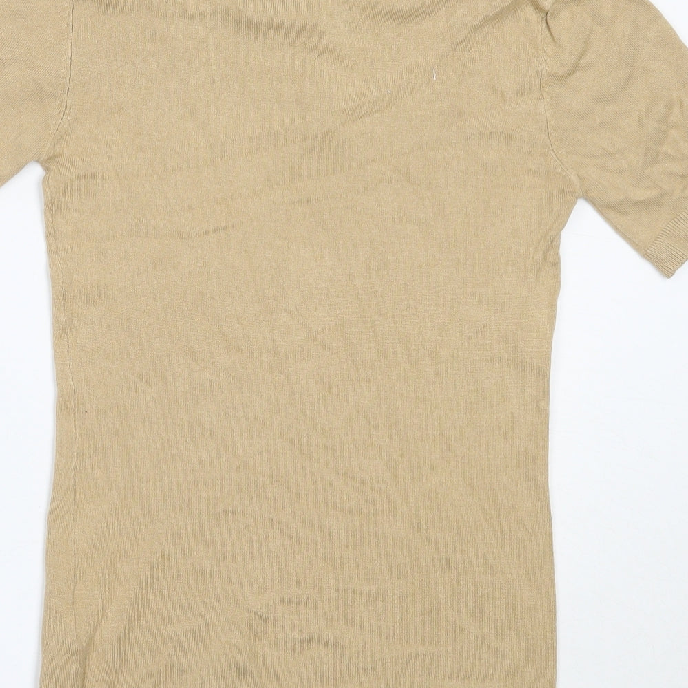 Boohoo Mens Beige  Viscose  Polo Size S Collared