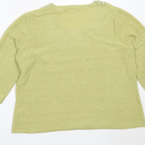 Bonmarché Womens Green Square Neck  Acrylic Pullover Jumper Size L