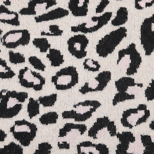 New Look Womens Pink Round Neck Animal Print Acrylic Pullover Jumper Size M