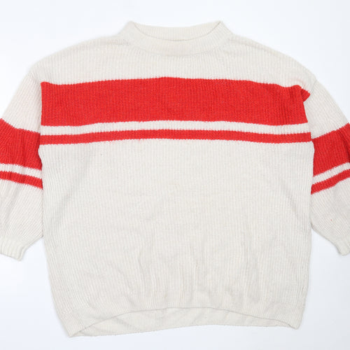 H&M Womens Ivory Round Neck  Acrylic Pullover Jumper Size M