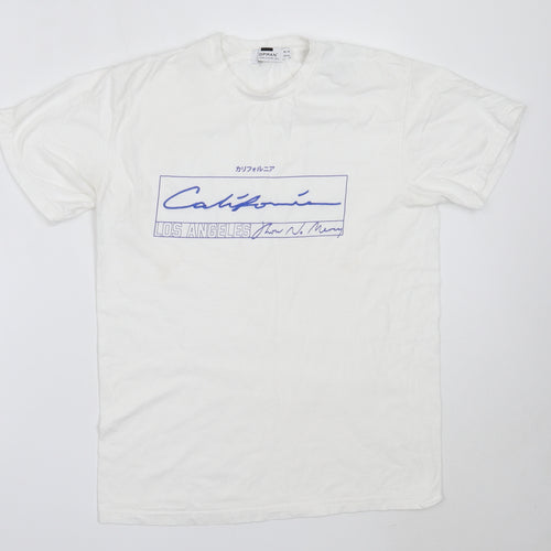 Topman Mens White  Cotton  T-Shirt Size S Round Neck