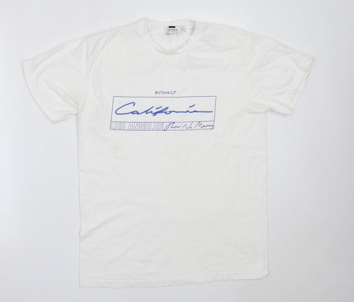 Topman Mens White Cotton T-Shirt Size S Round Neck