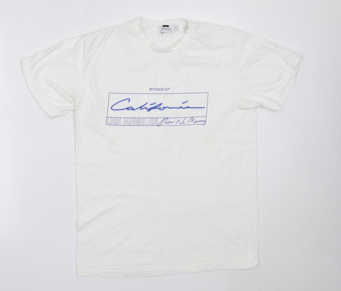 Topman Mens White  Cotton  T-Shirt Size S Round Neck