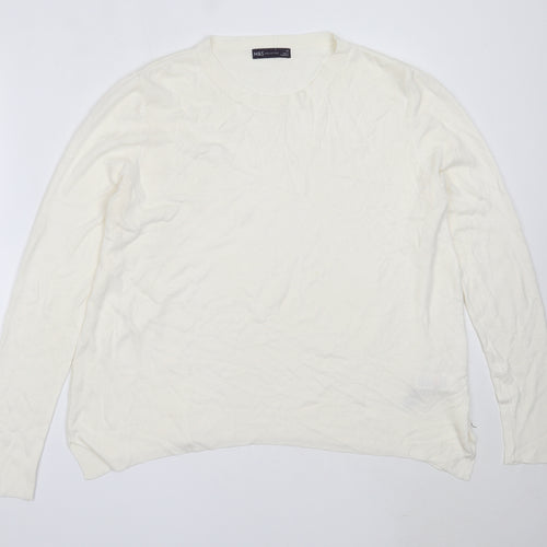 Marks and Spencer Womens Ivory Round Neck  Acrylic Pullover Jumper Size 16