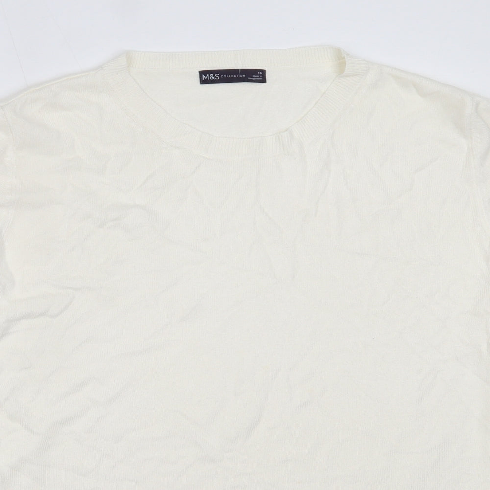 Marks and Spencer Womens Ivory Round Neck  Acrylic Pullover Jumper Size 16