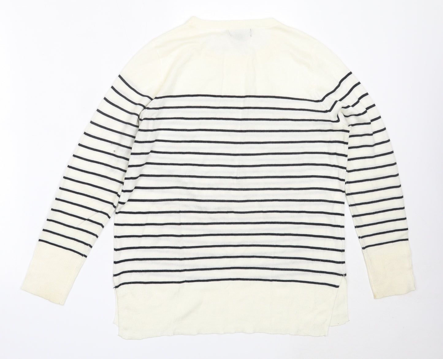 Atmosphere Womens Ivory Round Neck Striped Acrylic Pullover Jumper Size 14
