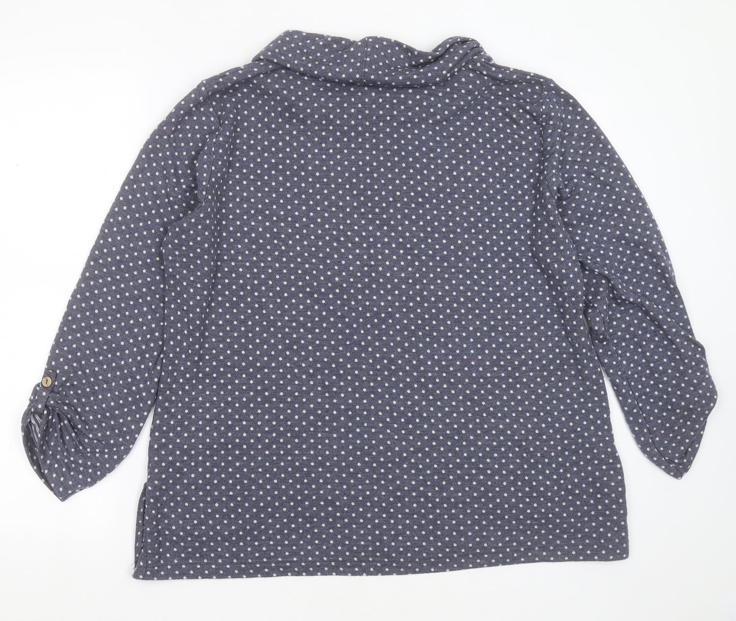 COUNTRY ROSE Womens Blue Round Neck Polka Dot Polyester Pullover Jumper Size L