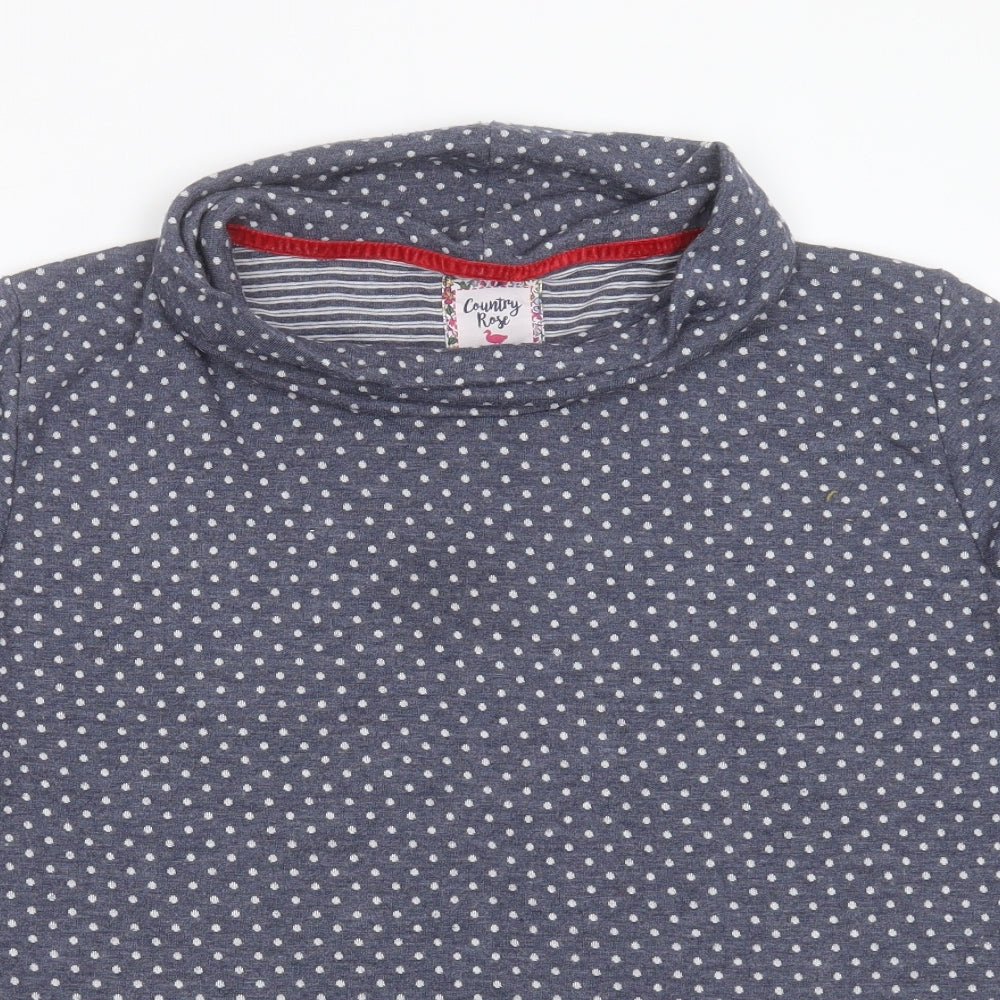COUNTRY ROSE Womens Blue Round Neck Polka Dot Polyester Pullover Jumper Size L