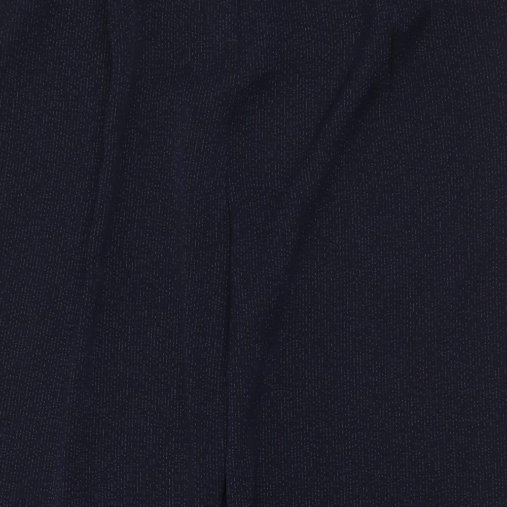 Marks and Spencer Womens Blue Striped Polyester Trousers  Size 18 L31 in Regular Zip