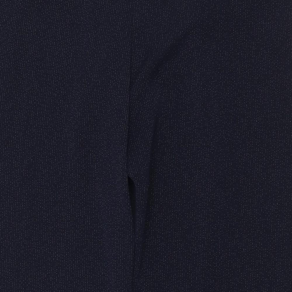 Marks and Spencer Womens Blue Striped Polyester Trousers  Size 18 L31 in Regular Zip