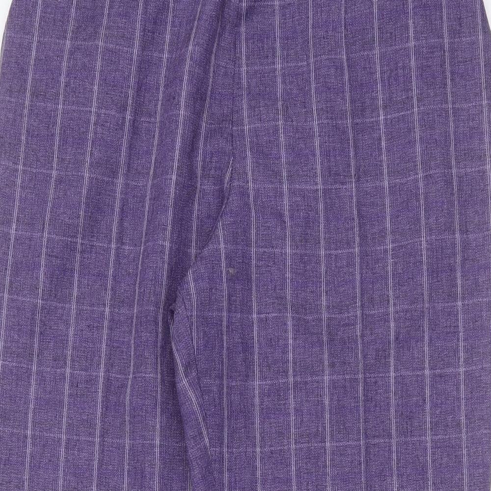 Marks and Spencer Womens Purple Check Polyester Trousers  Size 16 L27 in Regular