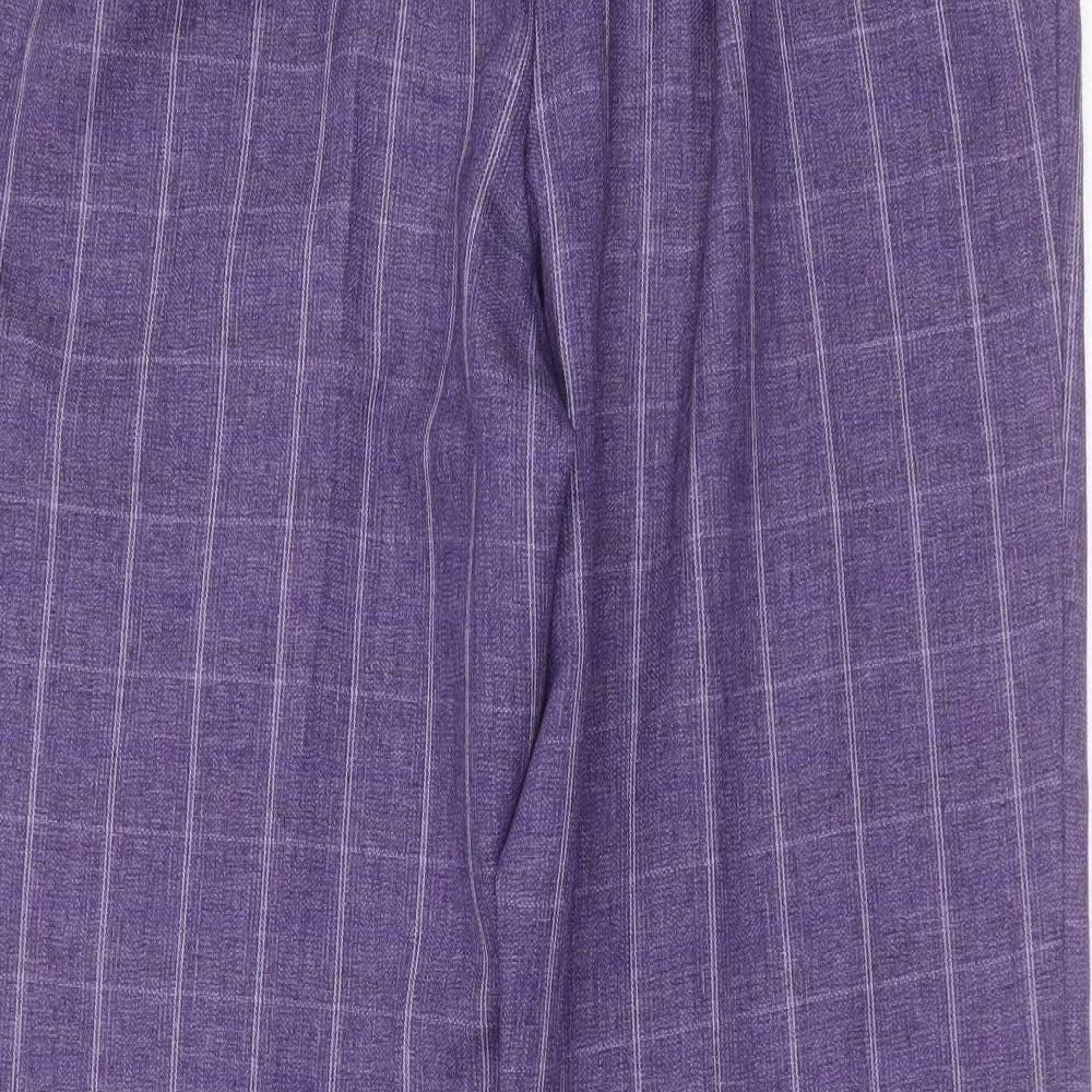 Marks and Spencer Womens Purple Check Polyester Trousers  Size 16 L27 in Regular