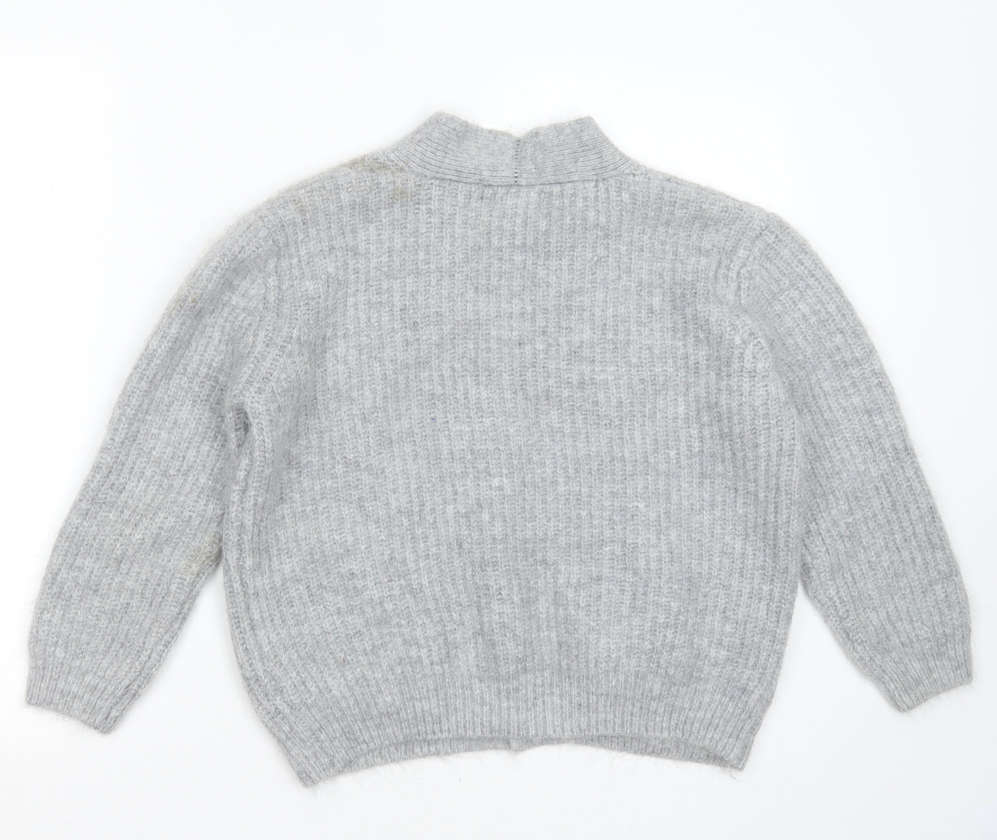 Primark Womens Grey V-Neck  Acrylic Cardigan Jumper Size XS