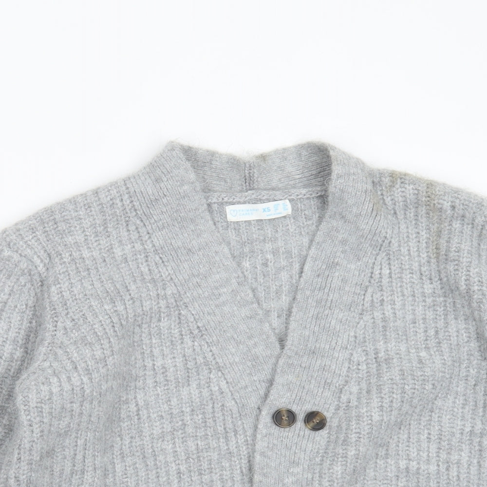 Primark Womens Grey V-Neck  Acrylic Cardigan Jumper Size XS