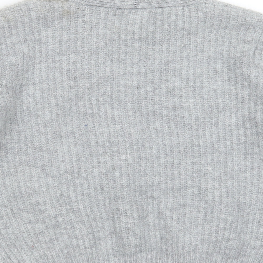 Primark Womens Grey V-Neck  Acrylic Cardigan Jumper Size XS