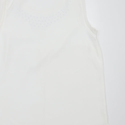 Soon Womens White  Polyester Basic Blouse Size 10 Round Neck - studded