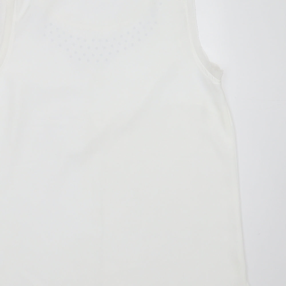 Soon Womens White  Polyester Basic Blouse Size 10 Round Neck - studded