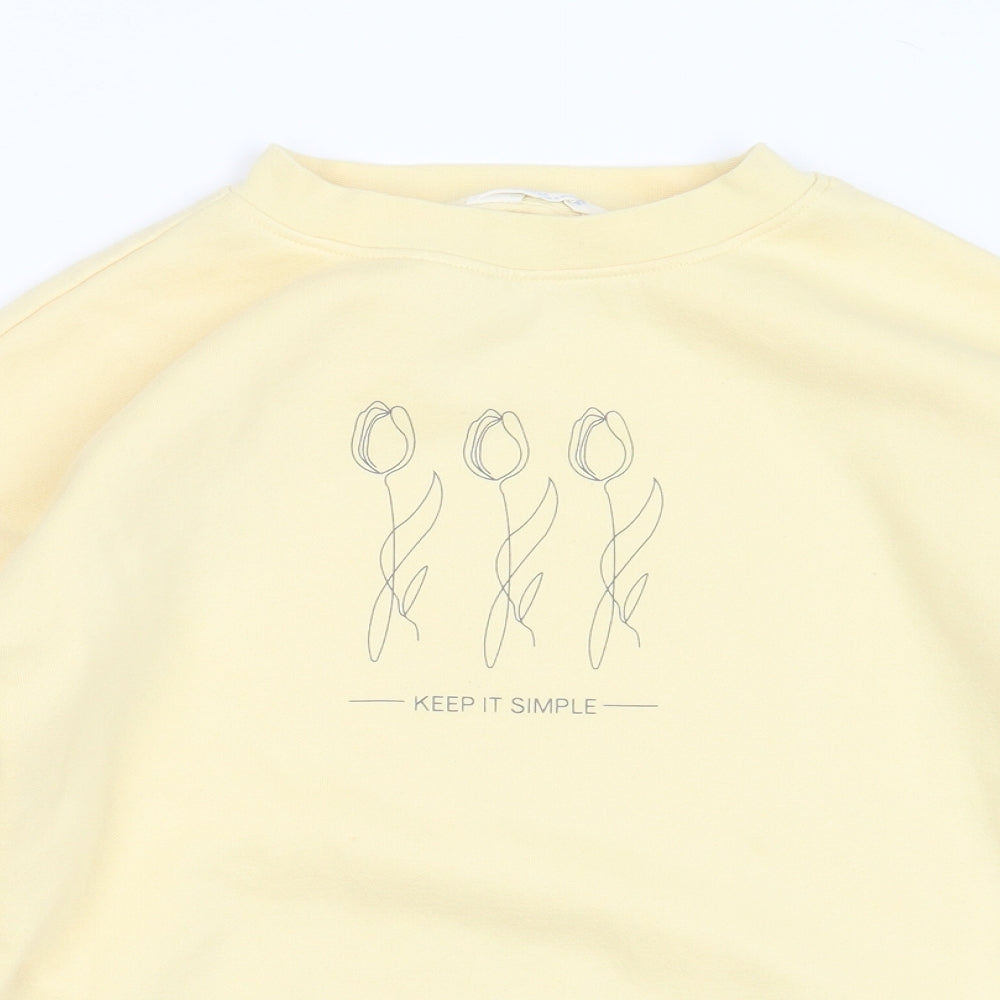 Primark Womens Yellow  Cotton Pullover Sweatshirt Size 2XS   - keep it simple