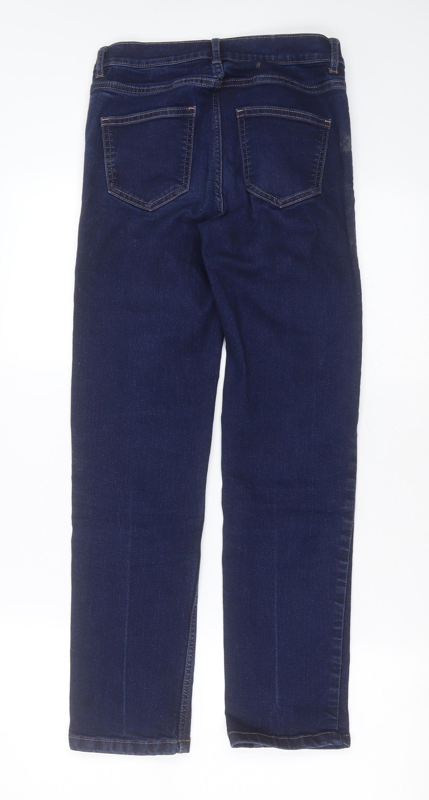 Marks and Spencer Womens Blue  Cotton Straight Jeans Size 8 L27 in Regular Zip