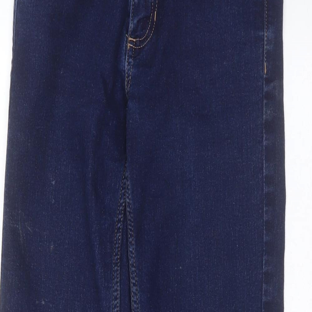 Marks and Spencer Womens Blue  Cotton Straight Jeans Size 8 L27 in Regular Zip