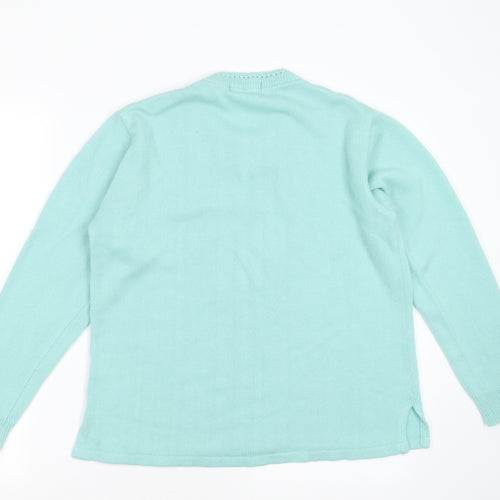 reflect knitwear Womens Green Round Neck Geometric Acrylic Pullover Jumper Size M