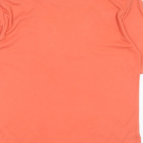 Poppy Womens Orange Floral Polyester Basic T-Shirt Size L Round Neck - Embroidered detail