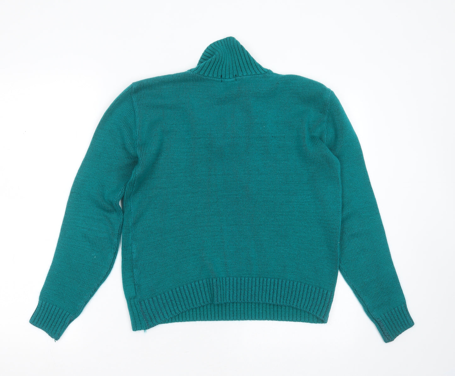 Fashion Alert Womens Green V-Neck Geometric Acrylic Pullover Jumper Size S