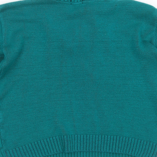 Fashion Alert Womens Green V-Neck Geometric Acrylic Pullover Jumper Size S