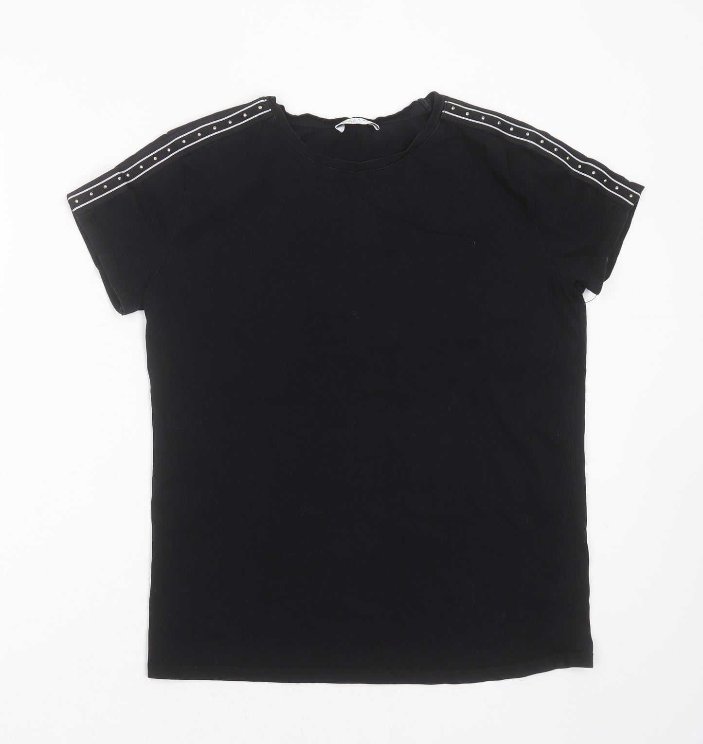 Papaya Womens Black  Cotton Basic T-Shirt Size 10 Round Neck