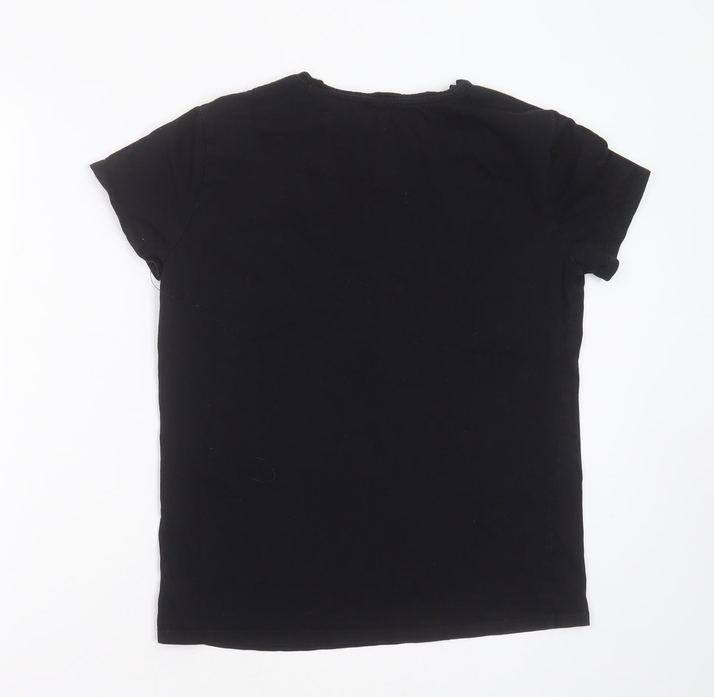 Papaya Womens Black  Cotton Basic T-Shirt Size 10 Round Neck