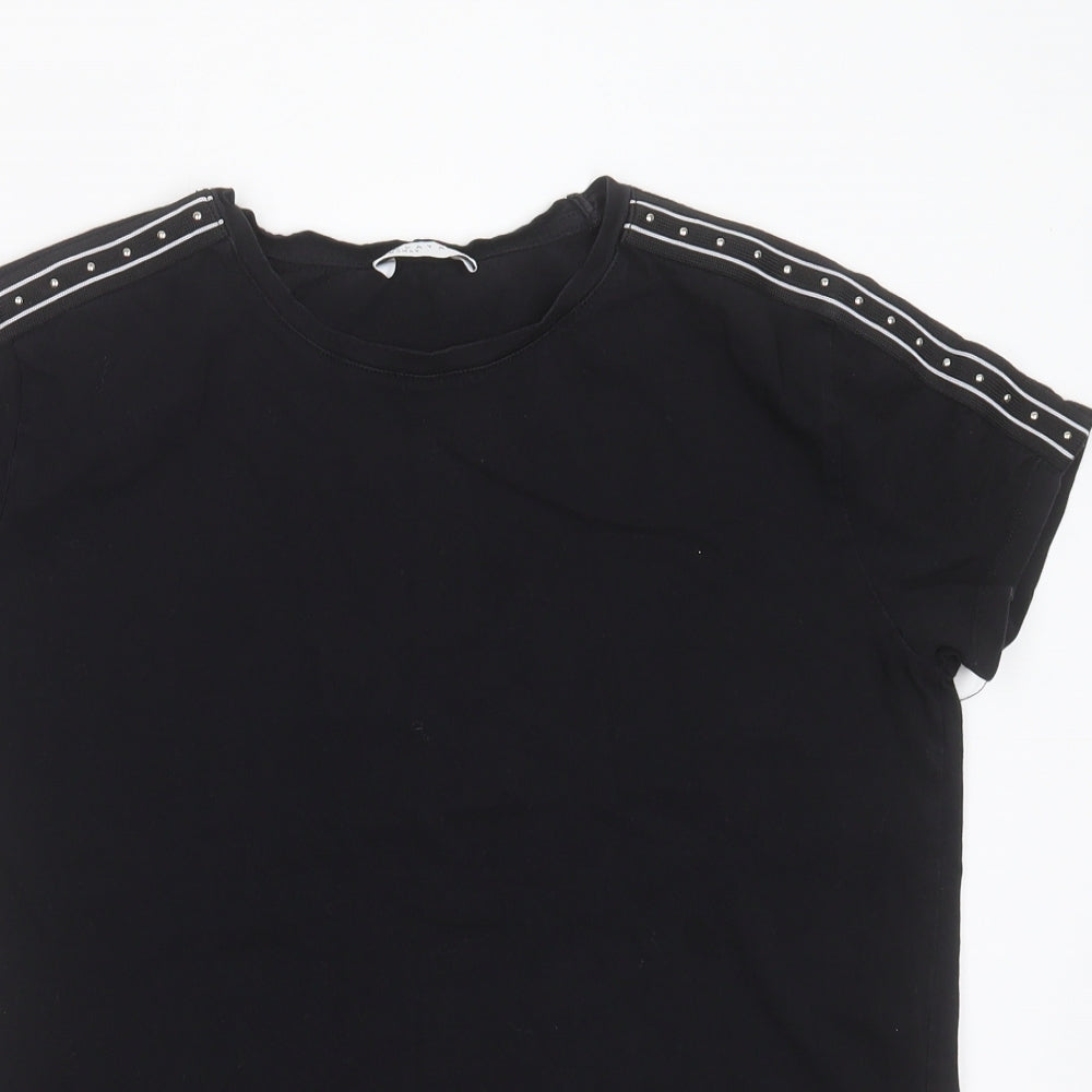 Papaya Womens Black  Cotton Basic T-Shirt Size 10 Round Neck