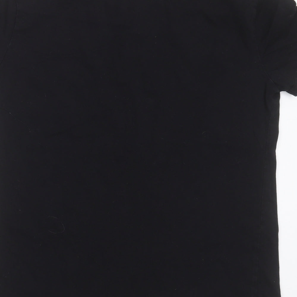 Papaya Womens Black  Cotton Basic T-Shirt Size 10 Round Neck