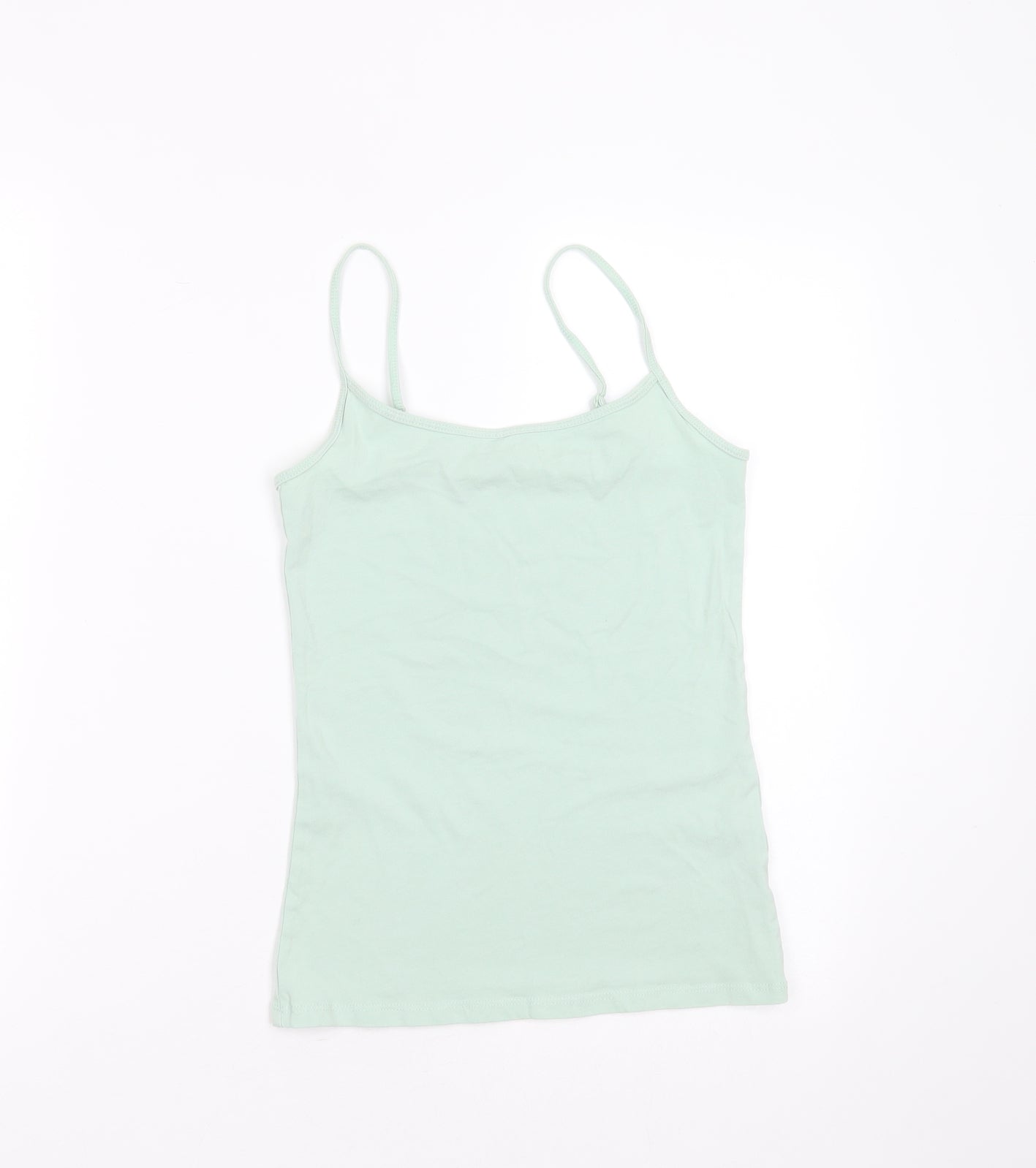 Primark Girls Green  Cotton Camisole T-Shirt Size XS Round Neck