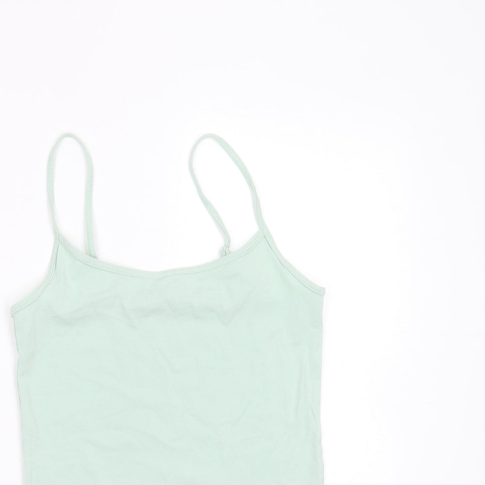 Primark Girls Green  Cotton Camisole T-Shirt Size XS Round Neck