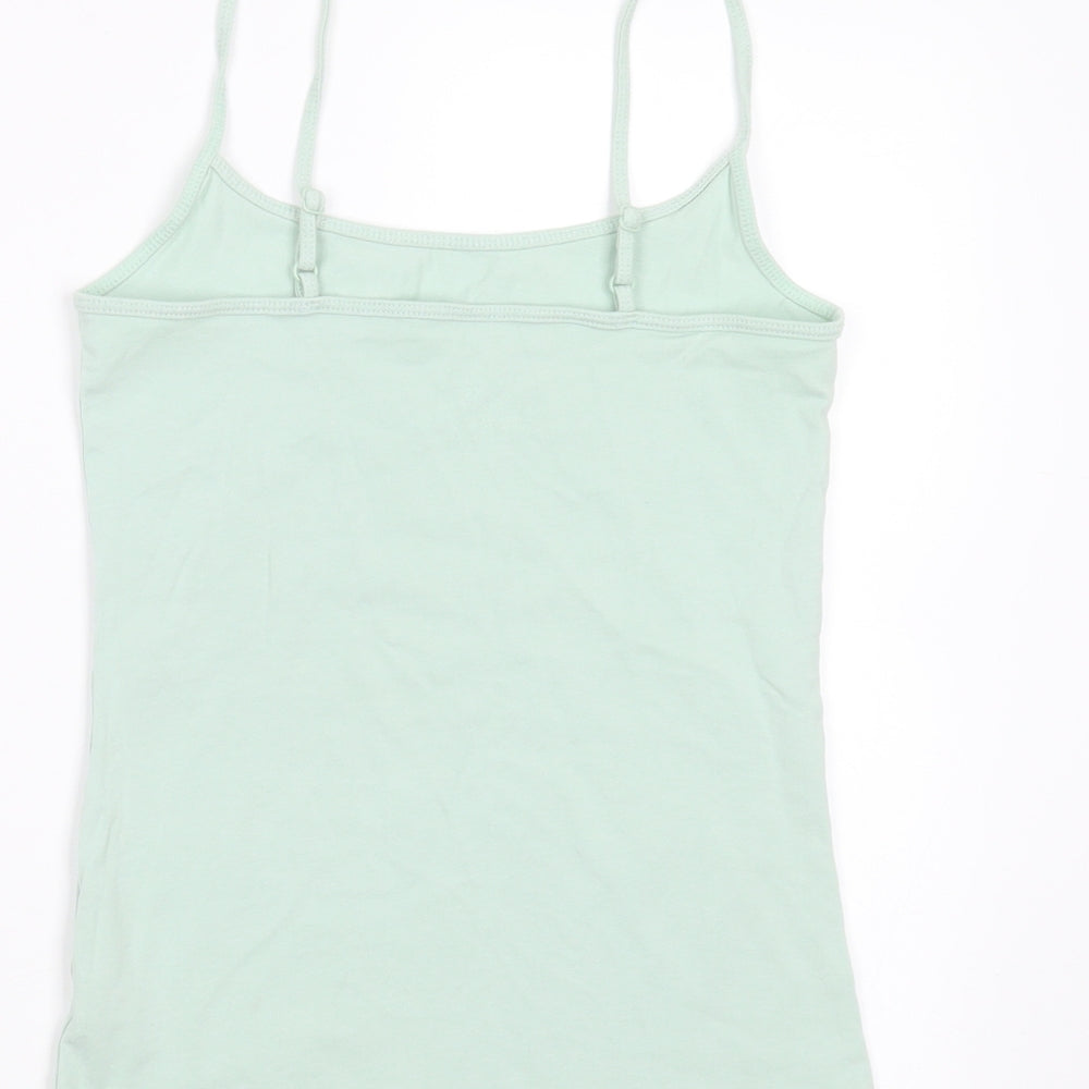Primark Girls Green  Cotton Camisole T-Shirt Size XS Round Neck