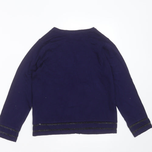 Papaya Womens Blue Round Neck Striped Viscose Cardigan Jumper Size 10