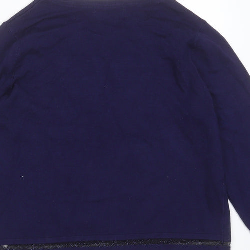 Papaya Womens Blue Round Neck Striped Viscose Cardigan Jumper Size 10