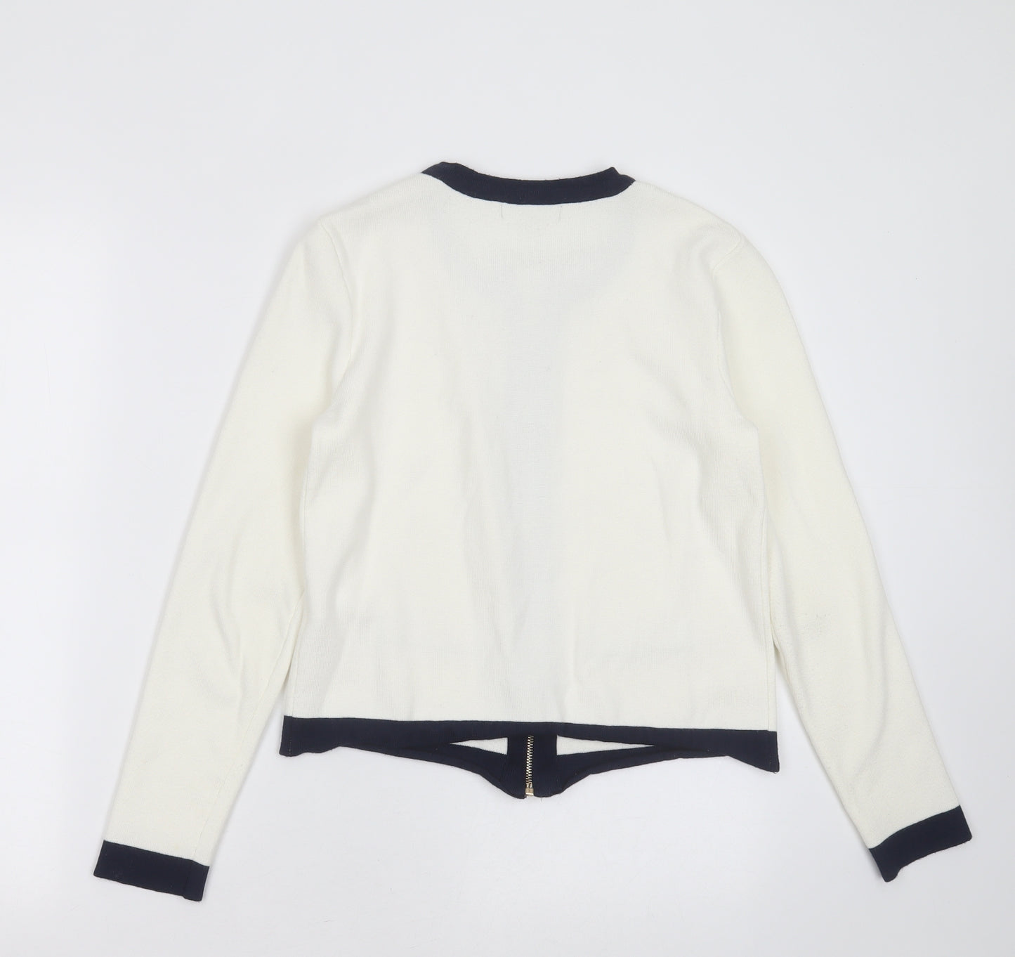 Primark Womens White Round Neck  Viscose Cardigan Jumper Size S