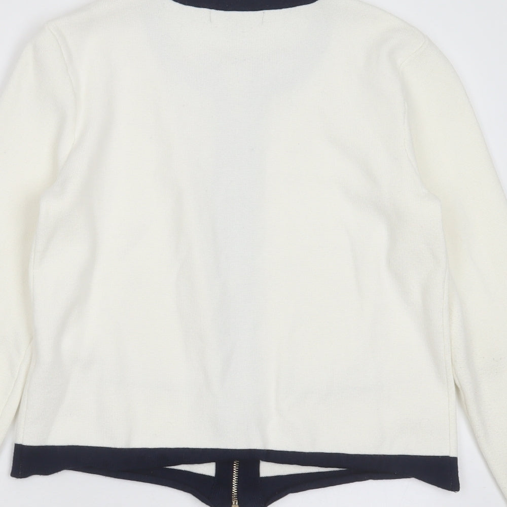 Primark Womens White Round Neck  Viscose Cardigan Jumper Size S
