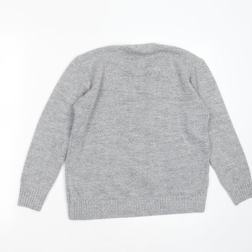 Choice Collection Womens Grey Round Neck Striped Acrylic Pullover Jumper Size S