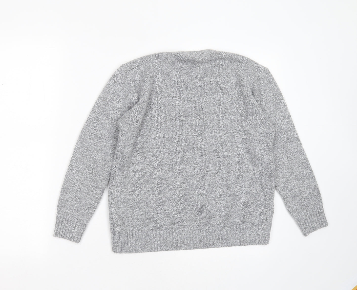 Choice Collection Womens Grey Round Neck Striped Acrylic Pullover Jumper Size S