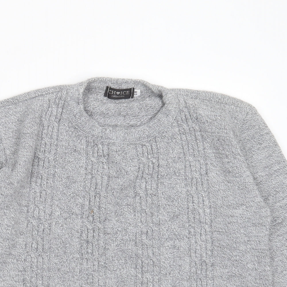 Choice Collection Womens Grey Round Neck Striped Acrylic Pullover Jumper Size S