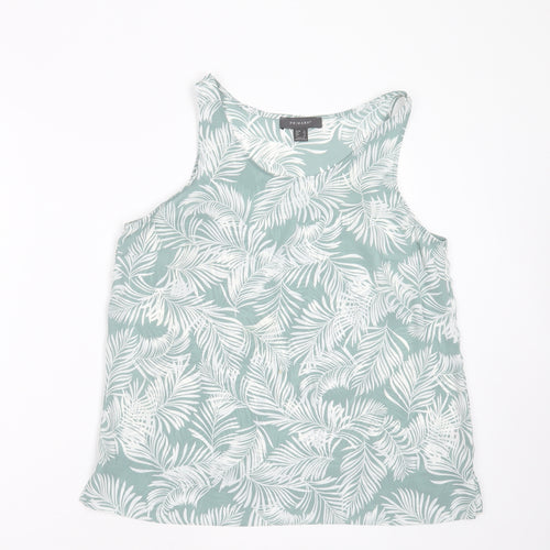 Primark Womens Green Floral Polyester Basic Blouse Size 12 Round Neck - leaf print