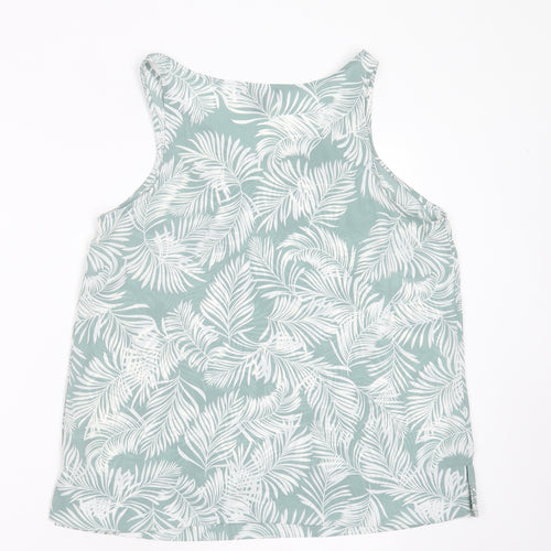 Primark Womens Green Floral Polyester Basic Blouse Size 12 Round Neck - leaf print