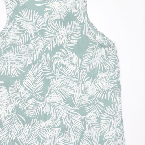 Primark Womens Green Floral Polyester Basic Blouse Size 12 Round Neck - leaf print