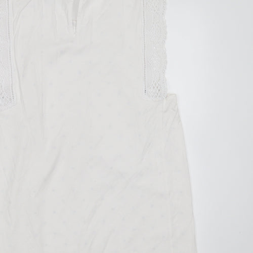 Marks and Spencer Womens White Polka Dot Viscose Basic Blouse Size 10 Round Neck