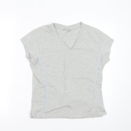 LA Gear Womens Grey  Polyester Basic T-Shirt Size 16 V-Neck