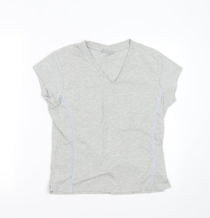LA Gear Womens Grey  Polyester Basic T-Shirt Size 16 V-Neck