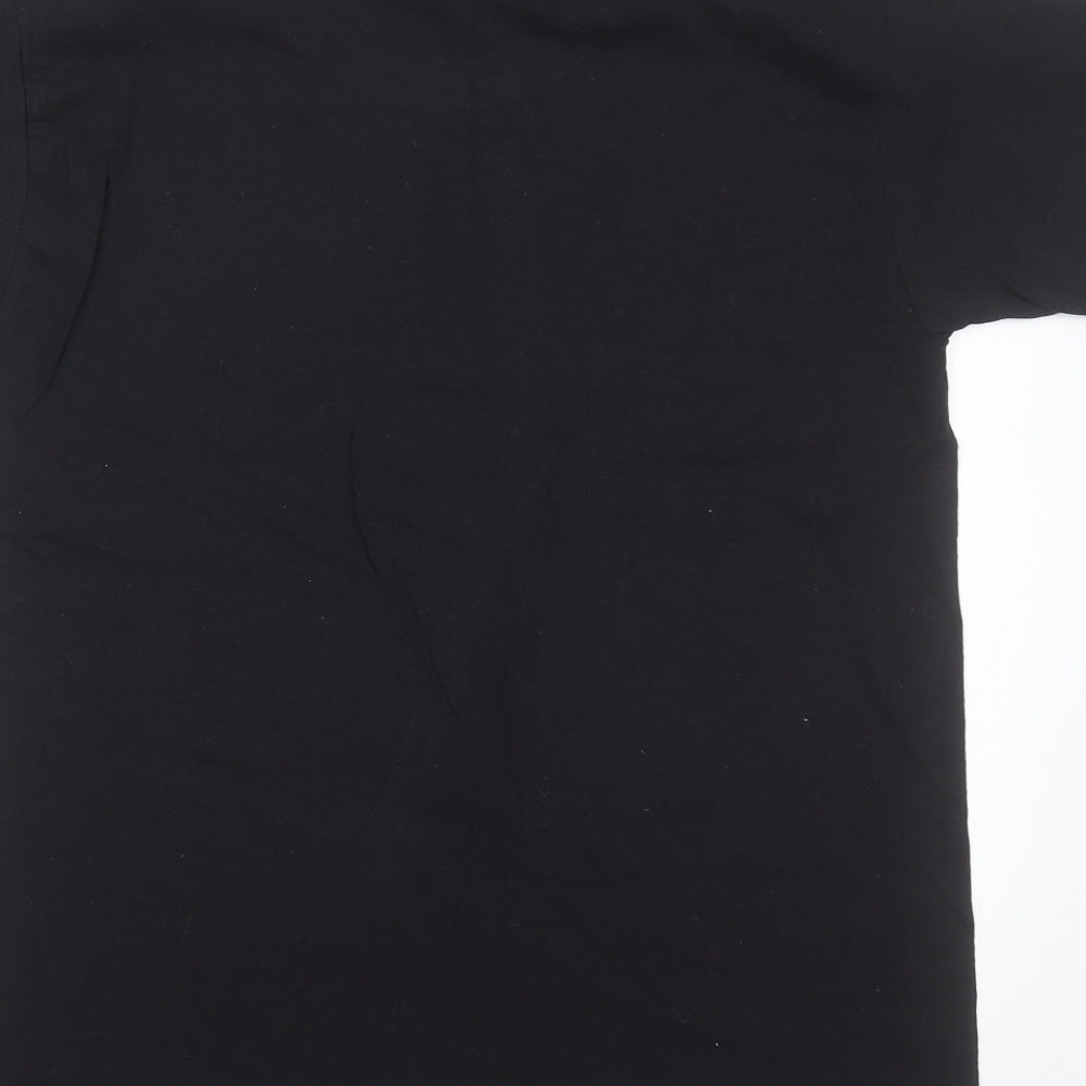 Fruit of the Loom Womens Black  Cotton Basic T-Shirt Size S Round Neck - momma bingo, reindeer